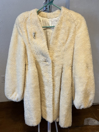 Vintage coat 1950s faux - faux, ivory