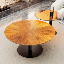 Round beech coffee table and - table,