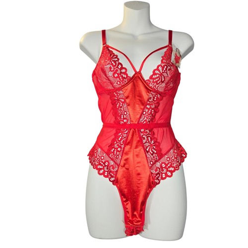 Escante red satin lace - red,