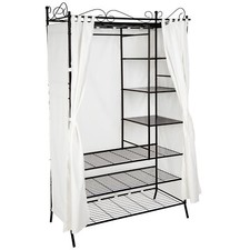 Metal wardrobe with curtains