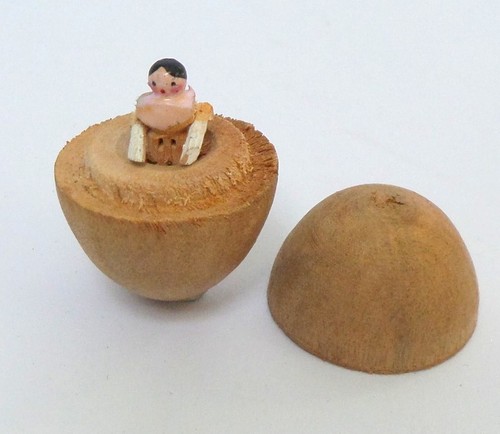 Tiny german peg wooden doll - wooden,