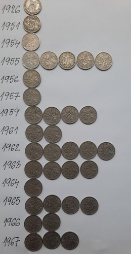 Sixpence coins six - six, pence