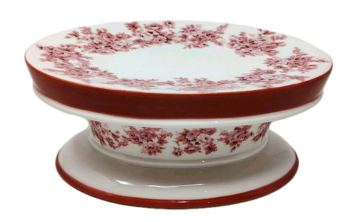 Vtg pink rose ceramic pedestal - rose,