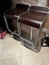 Lapalma Lem Adjustable Bar Stools Dark Walnut Oak Seat, Chrome Frame RRP £545.96