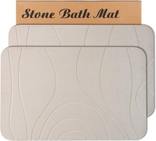 Stone Bath Mat 2 Pack Diatomaceous Earth Shower Mat 24x15" Greyish White AUCTION