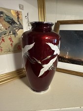 Ando Cloisonne Enamel Vase Red