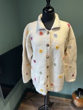 Ladies Size L Pachamama 100% Wool Cardigan - Handmade - Chunky - Heavy