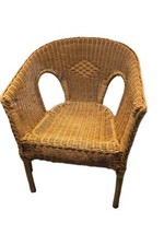 Vintage Rattan Weave Wicker Armchair Tub Chair Conservatory Idea Cane BU9