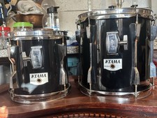 Very Rare 8”x8” + 10”x10” Tama Rockstar DX MIJ Black Rack Toms Vintage Late 80’s