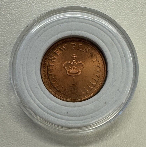 1971 half new penny coin - half,