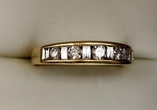 18ct Gold ½ eternity Ring 0.5ct 11 Diamond Baguette&Round Cut. SIZE N + receipt