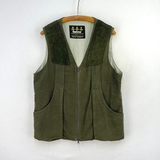 Barbour Moleskin Waistcoat Mens Large Green Shooting Hunting Sporting Vest