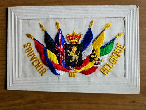 Ww1 silk stitched postcard - ww1,