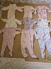 Baby Girl 3-6 Months Baby Grows Sleepsuits Job Lot X9 Used Good Condition