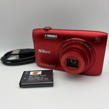 Nikon Coolpix S3600 20.1 MP Compact Digital Camera Red battery & charging cable