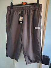 Lonsdale Men's Charcoal, White Stripe 3/4 Length Shorts Large New With Tags