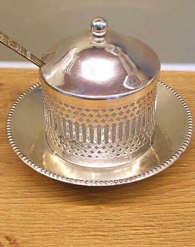 Antique pierced silver plate - antique,