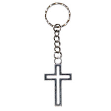 Silver crucifix keyring - silver, cross