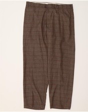 DOCKERS Mens Straight Suit Trousers W38 L32 Brown Check Wool MP17