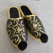 New Size 6 Indian Moroccan Flat Slippers Gold