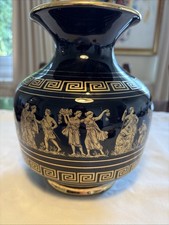 Greek Black Glass Vase 24K