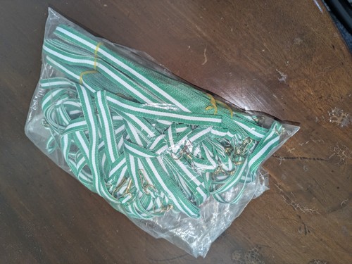 Thin green white medal ribbon - thin,