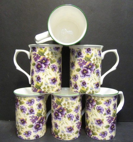 Set 2 1 mugs pansy - set, 8/6/4/2/1