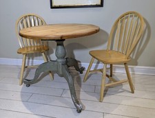 Pine Round Kitchen Table Painted Green Base Circular Dining Delivery Available 