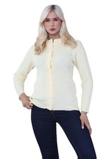 Ladies Cable Knit Cardigan Long Sleeve Round Neck Buttons Regular Jumpers Tops