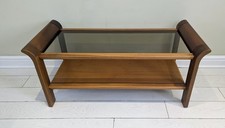 Vintage Retro G plan Sleigh Teak Glass Topped Tulip Coffee Table FREE POSTAGE 