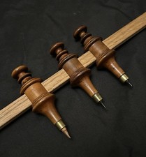 Excellent Rare Hand Turned Ornate Boxwood Trammel Heads Points Antique Vintage