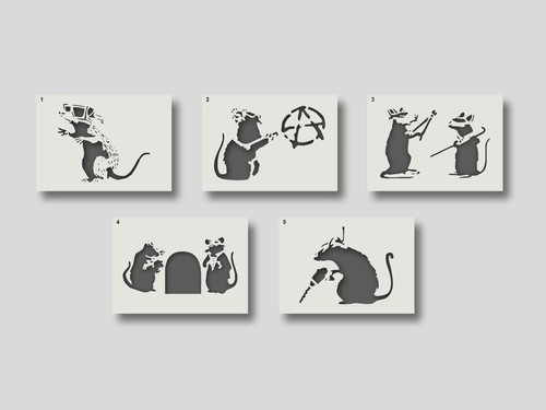 Banksy rat stencils for - for, wall