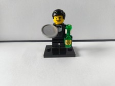 Lego Series 9 Waiter Mini Figure Complete Green Bottle Tray ID 71000 Complete