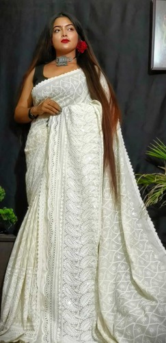 Off white indian women dhakai - indian,