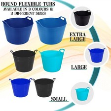 26l 42l 75l Small Large Plastic Bucket Flexi Tub With Handle Garden Horse Feed