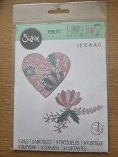 Sizzix Bold Floral Heart Thinlets Die Set - 9 Dies- New