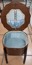 Vintage Sewing Box made by Morco - early to mid Century, lined in Blue Satin