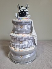 Nappy Cake 2 Tier Design. Grey