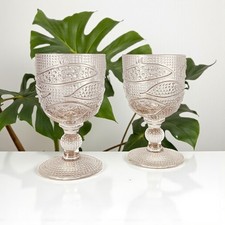 Leonardo Hobnail Textured Glasses FISH ART Goblets Vintage Rare