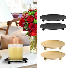 2Pcs Black Iron Candle Plates