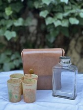 Vintage Bandalasta Marbled Bakelite Set of Cups and Silver Plated Bottle set