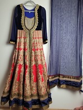 Indian Maxi Dress Anarkali Gown Asian Party Wedding Size XS 6 8 Wedding Walima 