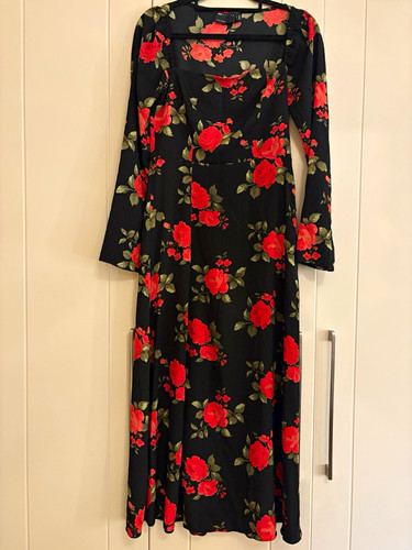 Asos design black satin floral - black,