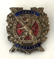 British Army London Scottish Regiment silver toned sweetheart pin badge