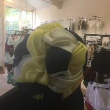 Vintage 1970’s Trikka  Navy,Lemon And Cream Pleated Hat By  Edna Wallace £20.00