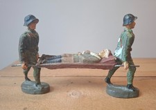 Elastolin Danish Stretcher Team Carrying Wounded Soldier.
