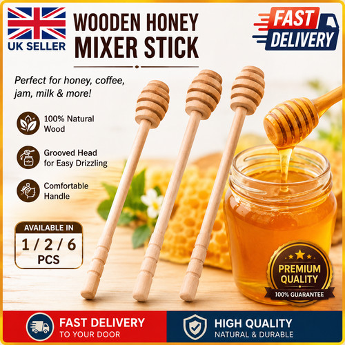 6pcs wooden honey - wooden, dipper
