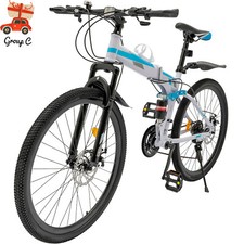 26" Folding Mountain Bike 21-Speed Men Bikes MTB Bicycle School Dual Disc Brake