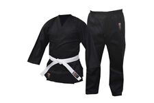 Cimac Karate Uniform Adult Black 8oz Student Gi Kids Aikido Suit Free White Belt