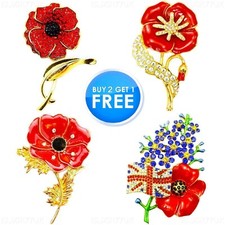 NEW WOMEN RED FLOWER BROOCHES